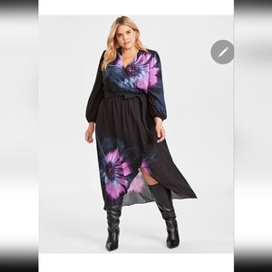 Floral Black and Pink Women's Dress Flowy